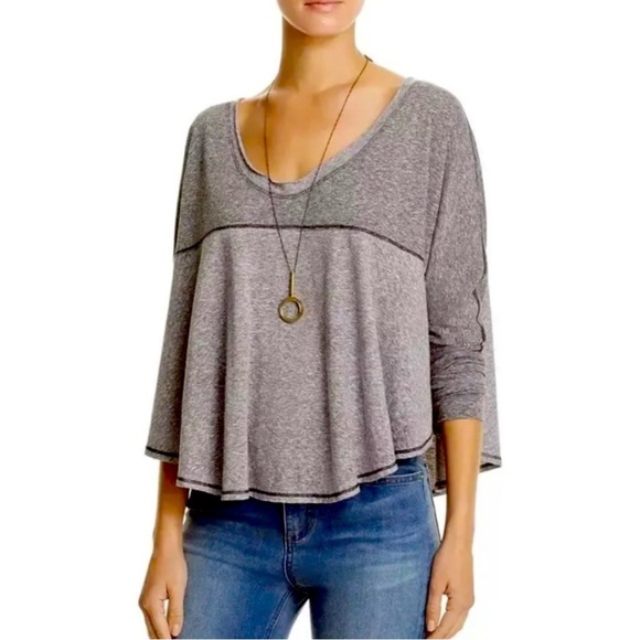 We the Free Cloud Nine Color Block Long-Sleeve Side Slits Oversized Flowy (L) - Picture 1 of 5